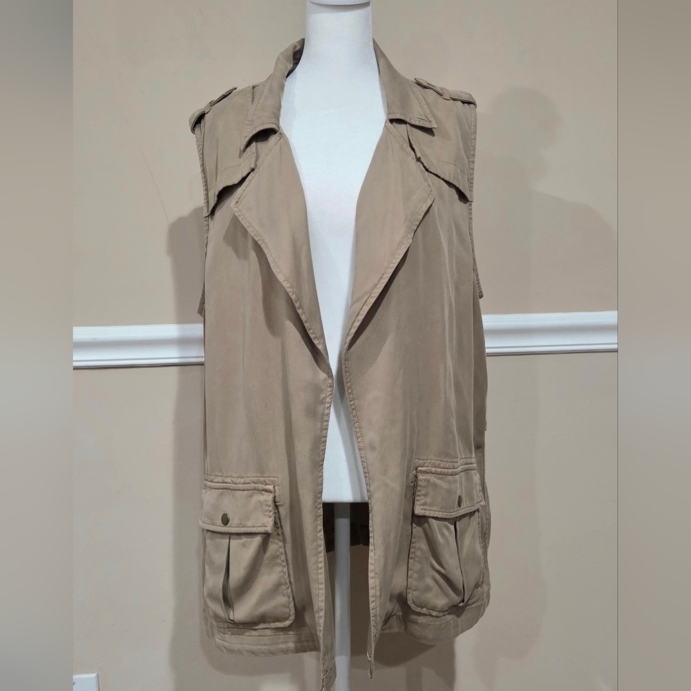 Lucky Brand Women Size L Open Front Pockets Safari Utility Safari Cargo Vest - Picture 8 of 9